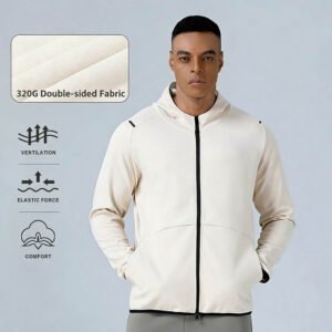 Winter Outdoor Running Zipper Hooded Jacket For Men