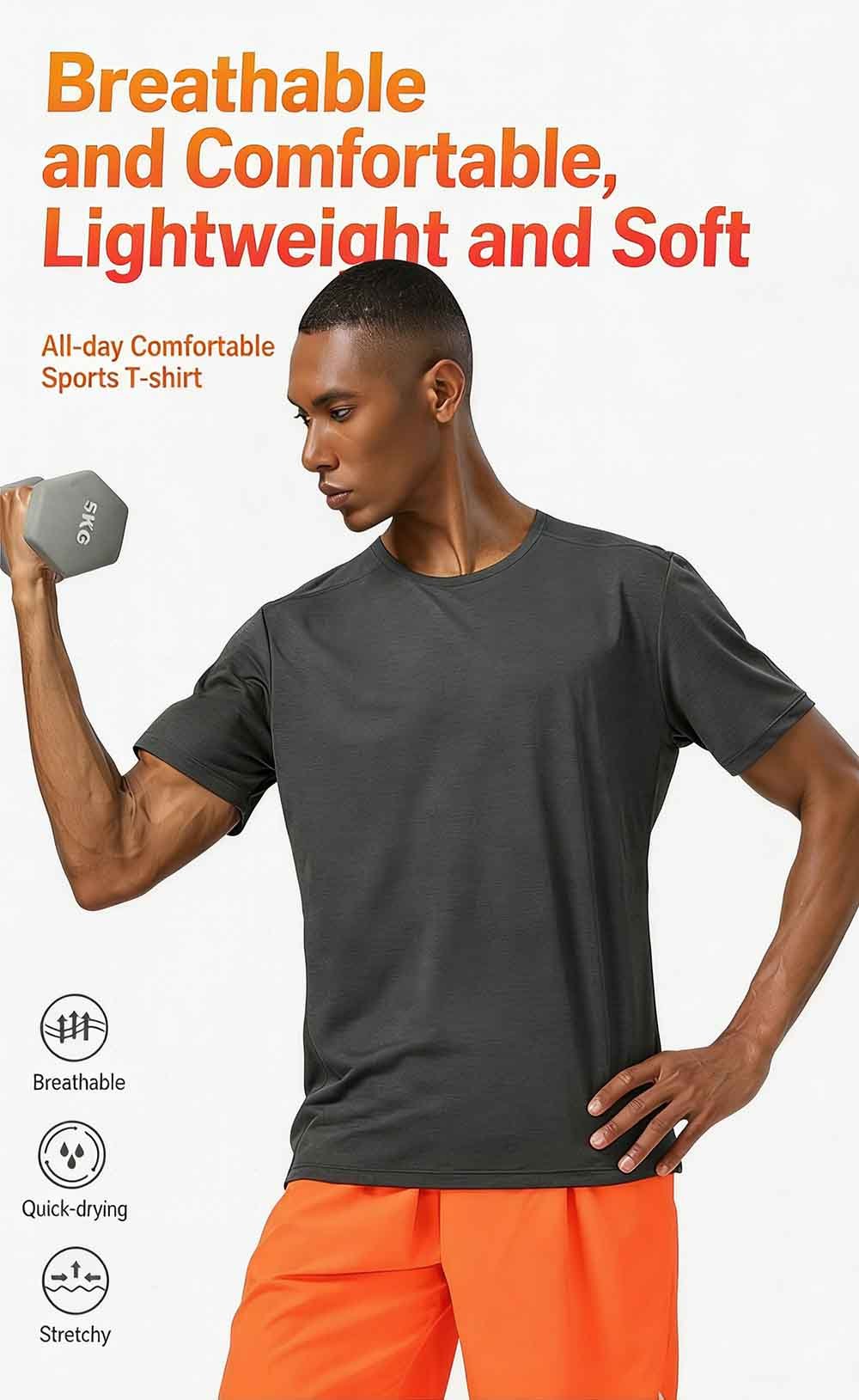 Quick Drying Sports T-Shirt Round Neck