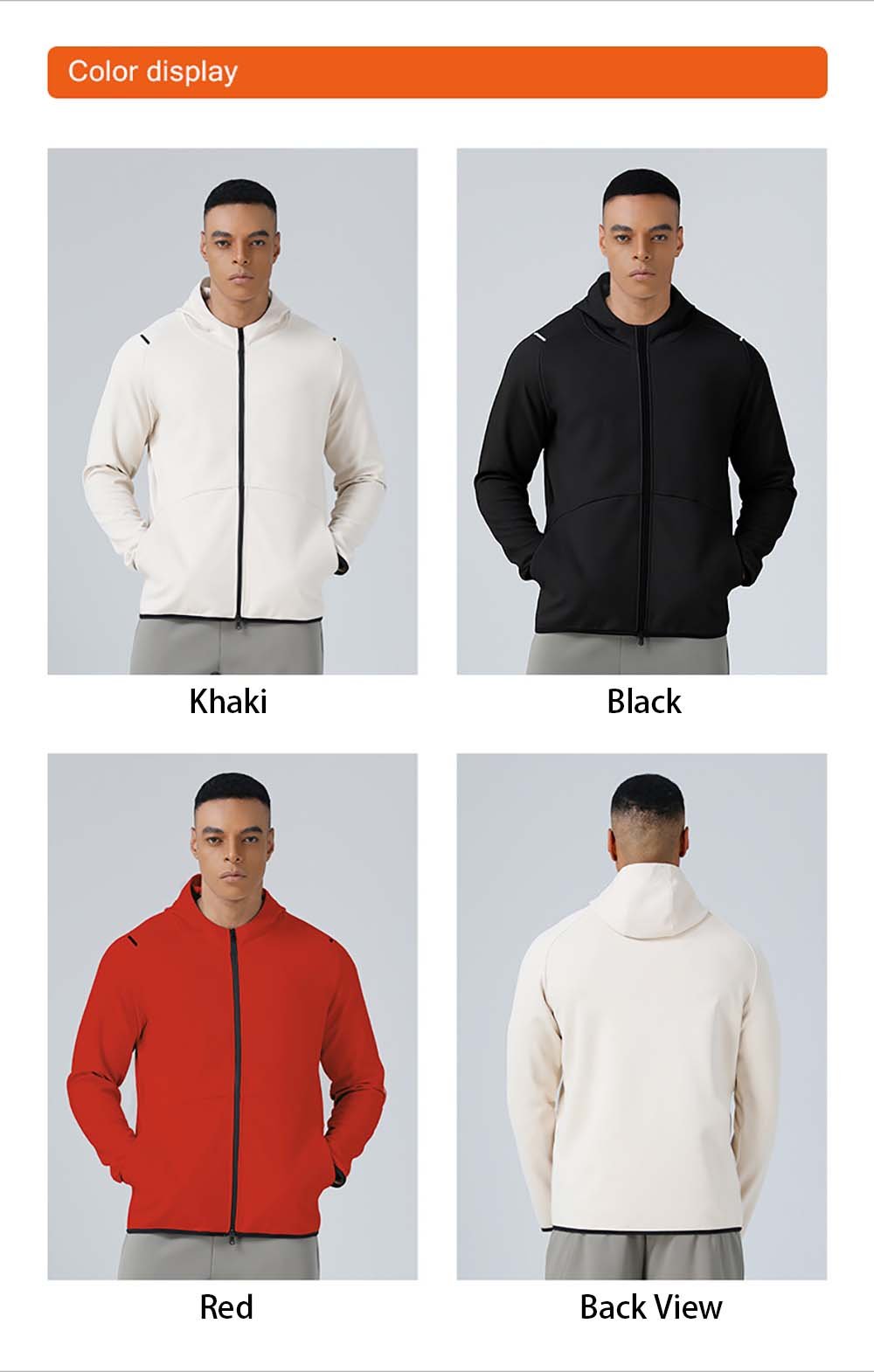 Winter Outdoor Running Zipper Hooded Jacket For Men