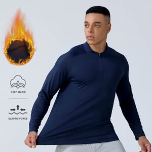 Grosgrain Half Open Zipper Long Sleeve T-Shirt