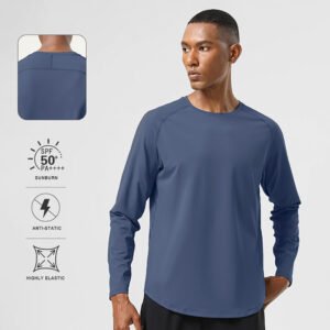 Curved Hem Long Sleeved Training Slim Fit Fitness T-Shirt