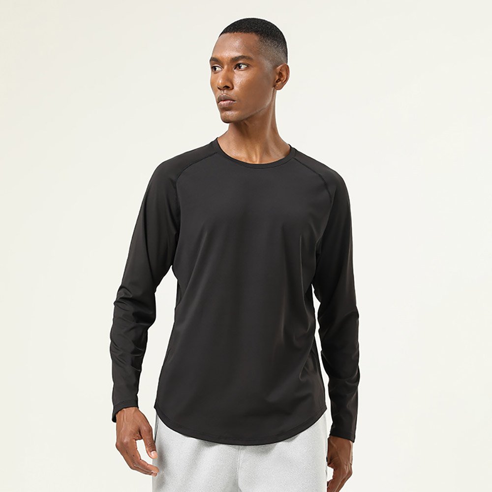 Curved Hem Long Sleeved Training Slim Fit Fitness T-Shirt